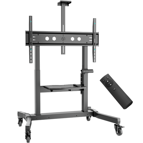 Motorisierter Mobiler TV-Ständer für Fernseher oder Interaktive Panels 50"-100", max. 130 kg, Schwarz TS1991E