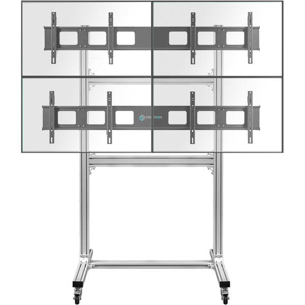 Mobiler Videowand-Ständer 2x2 43”-55", max. 200 kg, Silber FSPRO2L22-S