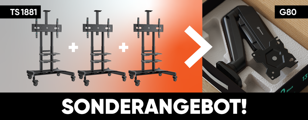 Sonderaktion: Erwerben Sie 3 ONKRON TS1881-B Ständer und erhalten Sie einen G80-B Wandhalter kostenlos!