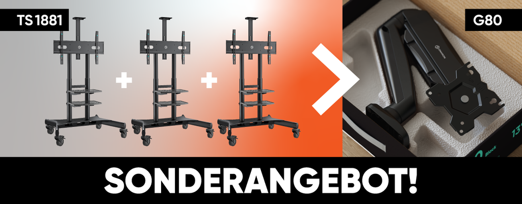 Sonderaktion: Erwerben Sie 3 ONKRON TS1881-B Ständer und erhalten Sie einen G80-B Wandhalter kostenlos!